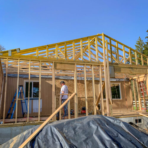 Wooden frame work of a new construction house