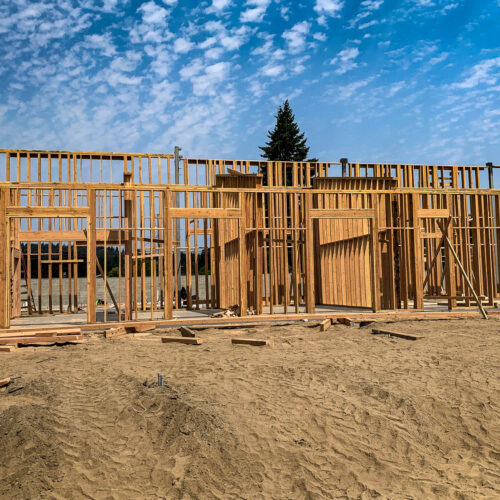 Wooden frame work of a new construction large building