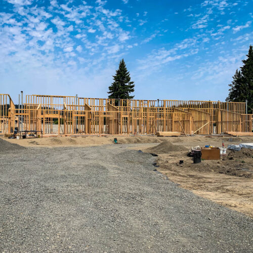 Wooden frame work of a new construction large building