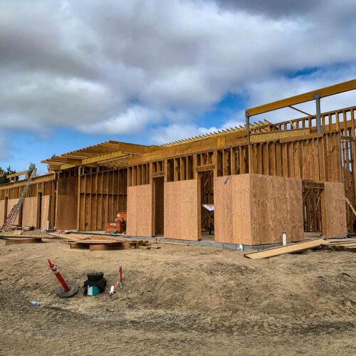 Wooden frame work of a new construction large building