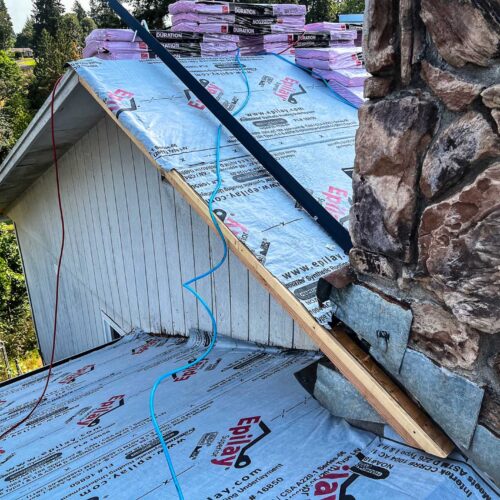 Insulation ready for install on a roof being replaced