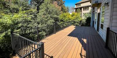 A deck in Vancouver WA with steel deck frames and railings installed by American Mastercraft